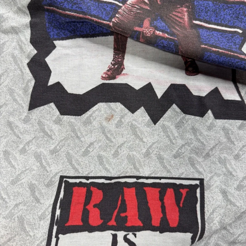 Vintage 1999 WWF Raw Is War Twin Sheet Pillowcase Set Attitude Stone Cold‎ Rock